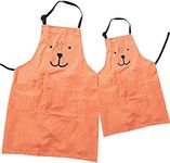 2 Pack Cotton Adjustable Parent and Child Apron with Pockets Mommy and Me Matching Set, Baking,Painting, Orange