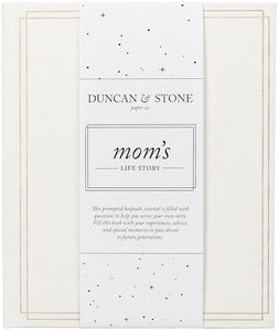 DUNCAN & STONE PAPER CO. 85 Page Mom Tell Me Your Story Journal - Linen Bound Mom Life Book - Journals for Moms w/Prompts, Family Tree & More for Journaling (Ivory)