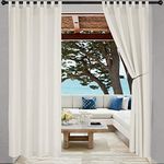 LORDTEX Indoor/Outdoor Curtains - Waterproof Tab Top Patio Curtains Sun Blocking Set of 2 Panels Thermal Insulated Curtain for Porch, Pergola, Cabana, Gazebo, 52 x 84 inch, Vanilla