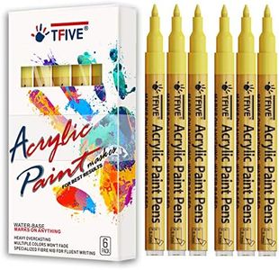 Yellow Marker Paint Pens - 6 Pack Acrylic Yellow Permanent Marker, 0.7mm Extra Fine Tip Paint Pen for Art Projects, Drawing, Rock Painting, Ceramic, Glass, Wood, Plastic, Metal, Canvas DIY Crafts