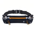 Running Belt with Water Bottles(2x180ML) Adjustable Hydration Waist Pack Bag,Waterproof Sports Waist Pouch Belt,Waist Pack with Water Bottle Belt for Marathon Running,Hiking,Cycling(Black+Orange)