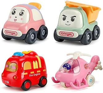 NASHRIO Pull Back Cars Toys for 1 2 3 Years Old Baby and Toddlers, 4 Pack Kids Early Educational Vehicles - Boys and Girls Birthday Party Favors Gift (Random Colors)