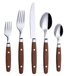 ANNOVA Silverware Set 20 Pieces Stainless Steel Color Handle with Rivet/Retro Flatware (Wood, 20 Pieces)