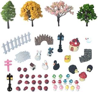 50 PCS Fairy Miniature Ornament DIY Kit and 4 PCS Artificial Succulent Plants for Garden Dollhouse Decoration