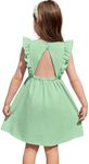 Arshiner 4t Dresses for Girls Ruffle Sleeve Dress for Girls Summer Baby Girl Backless Dresses Girls Green Dress 4t Green Dress Beach Dress for Girls Sage Green Summer Dress