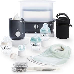 Tommee Tippee Set d'alimentation complet avec stérilisateur à vapeur électrique avec sac isotherme pour biberons, biberons et chauffe-biberons Easiwarm Noir