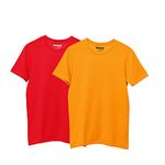 Hangout Hub HH85 Tshirt for Boys | Super Combed Cotton Kids T-Shirt | Solid Plain Tees | Round Neck T Shirt | Half Sleeves | Breathable Fabric(Red Yellow;2-4 Years) Pack of 2