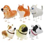 6 Pcs Walking Animal Balloons, Dog Cat Party Decorations, 4 Pcs Dog Mylar Foil Balloons and 2 Pcs Cat Balloons for Puppy Birthday Party Supplies Cat Theme Party Supplies