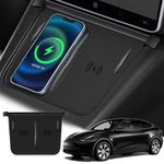 VOBUYING Center Console Wireless Charging Mat Anti-Slip Waterproof Silicone Mat Center Console Interior Accessories Phone Charger Pad for Tesla Model 3 /Y 2021-2024