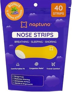 Naptuno Nasal Strips for Snoring Pack of 40, Nose Strips for Breathing Extra Strength for Enhanced Breathing, Restful Sleep and Comfort, Free Snoring Solution & Instant Nasal Congestion Relief