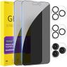 PEHAEL 2+2Pack for iPhone 14 Pro Max Privacy Screen Protector with Camera Lens Protector Full Coverage Anti-Spy Tempered Glass Film 9H Hardness Easy Installation Bubble Free [6.7 inch]