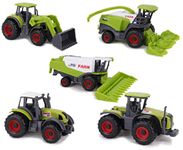 Toyland® Set of 5 Green Die Cast Metal Farm Machinery Toys - Approx 4.5cm Each - Includes Tractors,Combine Harvesters & More!