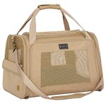 Petsfit Large Cat Carrier, Lightweight Travel Use Pet Carrier for Small Dogs and Cat, Dog Carriers with Expandable mat, Upgraded Large Space Soft Sided Pet Travel Carrier, Khaki