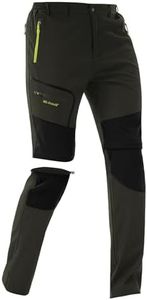 SANMIO Men's Hiking Trousers, Zip-Off, Breathable, Waterproof, Softshell Trousers, Outdoor Functional Trousers, Trekking Trousers, Removable, Quick Drying (with Belt), Green (Zip Off), 3XL