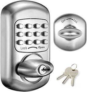 Bravex Keyless Deadbolt Keypad Entry Door Lock Zinc Alloy 100% Mechanical - No Risk of Low Power, Silver