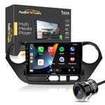 Audio Wheels Wireless CarPlay & Stereo Auto 9inch 1280P Car Android Display with Gorilla Glass | Android 13 | TS-9 Processor | 2GB & 32GB +Frame+HD Camera Included (Hyundai i10 Grand)