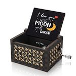 U R My Sunshine Wooden Colorful Black Music Box I Love You to The Moon and Back Vintage Hand Crank Musical Box Gifts for Wife/Husband/Girlfriend/Boyfriend on Valentine's Day/Wedding Anniversary