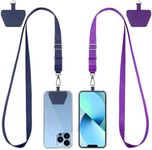 CACOE Phone Lanyard 2 Pcs Lengthened Adjustable Neck Strap,Multifuctional Patch Cell Phone Lanyards Compatible with Most Smartphones(Blue+Purple)