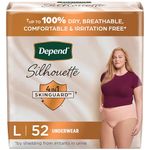 Depend Silhouette Adult Incontinence Underwear for Women, Maximum Absorbency, Large, Pink, 52 Count (2 Packs of 26)