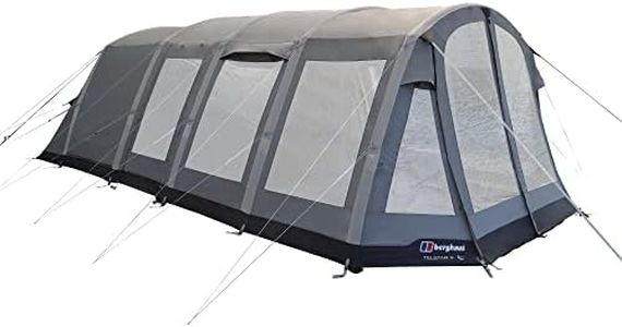 Berghaus Telstar 5 Nightfall Tent for 5 People with Porch and Bedrooms, Separate Living Area, 5 Man, Easy to Pitch, Sewn In Groundsheet, Spacious, Family Camping, Festivals, 6000mm HH, Grey