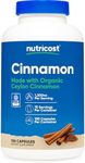 Nutricost Organic Cinnamon (Ceylon Cinnamon) 1,200mg Serving, 150 Capsules - Gluten Free, Non-GMO