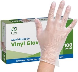 Comfy Package [100 unidades Guantes desechables de vinilo, sin polvo, sin látex, guantes transparentes para cocinar y limpiar - Talla pequeña.