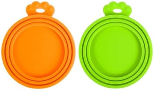 PetBonus 2 Packs Silicone Pet Can Lids, Dog Cat Food Can Cover, Universal Size Can Tops, 1 fit 3 Standard Size Food Cans, BPA Free Dishwasher Safe (Orange, Green)