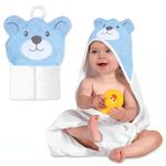 Mother's Choice Baby Towel With Hood - 100% Cotton Ultra Soft and Absorbent (84x84cm) Large Baby Bath Towel for Newborn and Infant, Toddler Bath Towel for Boys and Girls, 3D Bear Hooded Baby Towel