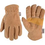 WELLS LAMONT Men's Insulated Split Cowhide Winter Leather Work Gloves (Wells Lamont 1080L), Large , Brown