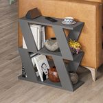 HOCUS PICUS Narrow Side Table with 2 Storage Shelf | 2 Tier Side Table | Slim End Table | Modern Design Sofa Table | Living Room, Office | Many Colour Options | 60x22x57cm (Anthracite)