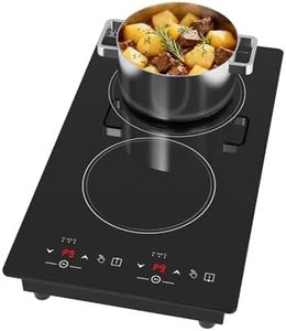 Nafewin Double Induction Cooktop Portable Electric Cooktop, 240V Countertop Induction Burner Hot Plate with Safety Lock, Auto Shutoff Timer Setting, 9 Heating Level and Overheating Protection