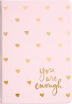 Dayna Lee Heart Lined Journal Notebook, Die Cut Hardcover, A5 Writing Journal, 256 Ruled Pages, Ribbon Bookmark, Lay Flat, Notebook for Work or School, “You are Enough” (Pink, 6x8 inches, Eccolo)