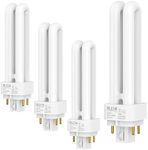 SleekLighting 13 Watt T4 Double Tube CFL 4 Pin G24Q-1 Base Light Bulb 3500K 800lm - Compact Fluorescent -Neutral White Light 4pack…