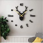 HUMPBACK® DIY Deer Face Shape Acrylic Antique Design for Living Room, Bed Room, Home and Office on Wall Decoration(Black)