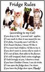 Cat Lover Gift - Fridge Rules - Large Fun flexible Fridge Magnet- size 16cms x 10 cms (approx. 6" x4")