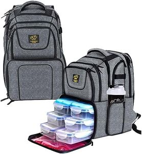 519 Fitness Meal Prep Backpack,Hiking Outdoor Insulated Unisex Lunch Cooler with Computer Compartment,Include 6 Meal Containers,2 Ice Packs and Shaker