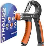 Strauss Adjustable Hand Grip| Adjustable Resistance (10KG - 40KG) | Hand Gripper for Home & Gym Workouts | Perfect for Finger & Forearm Hand Exercises for Men & Women (Black/Orange)