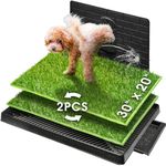 Hompet Dog Grass Pad with Tray Large, 2 PCS Puppy Turf Potty Reusable Training Pads with Pee Baffle, Artificial Grass Patch for Indoor and Outdoor Use, Ideal for Small and Medium Dogs 76×51cm