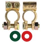 Battery Disconnect Terminals, Pure Brass Battery Release Connectors with Insulating Gasket,1 Pair Positive & Negative Battery Cable Terminals Connectors for Car Boat RV Truck Motorbike