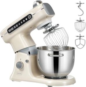 ZACME 8.5 Quart Commercial Stand Mixer, 11-Speed Electric Kitchen Food Mixer with 60-Min Timer, LCD Display, Tilt-Head Mixer Includes Dough Hook, Whisk, Flat Beater (Cream)