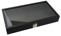 Box Displays Display Storage Tray Case Snap close Glass lid - BD83-1C Jewellery Display Storage Box Tray Case Organiser - Black