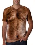 uideazone Unisex Short Sleeve T-Shirt Casual 3D Creative Print Crewneck Graphic Tees, Chest Hair, X-Large