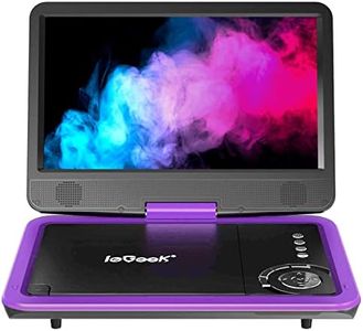 ieGeek Portable DVD Player 12.5", with 10.5" HD Swivel Screen, Car Travel DVD Players 5 Hrs Rechargeable Battery, Region-Free Video Player for Kids Elderly, Remote Control, Sync TV, USB&SD, Purple