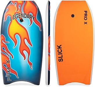 Legendary Pro X Bodyboard for Beach with Hard Slick Bottom, Boogie Boards for Kids & Adults, Heat Sealed with EPS Core, Leash (Flame, 33)
