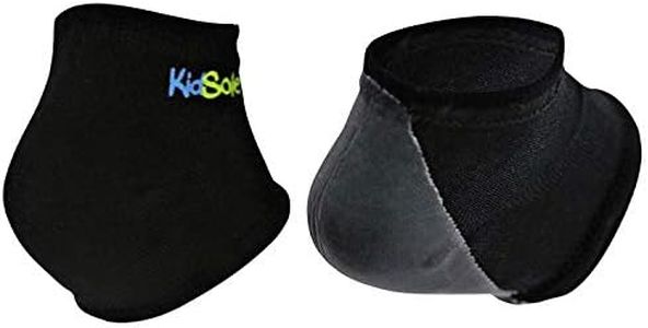 KidSole Gel Heel Strap for Kids with Heel Sensitivity from Severs Disease, Plantar Fasciitis. (Black) (Teenager Sizes 6-8, Black)