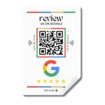 REVUZ NFC + QR Code Review Sticker (White, 4x6 inch) – Contactless Tap or Scan to Leave Online Business Reviews, Durable PVC, Water-Resistant. (Pack of 2) (White PVC Stickers with NFC)