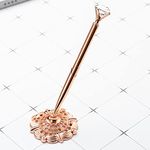 U-Vathing Hollow Round Pen Holder Signing Pen Set with Big Crystal Diamond Pen Metal Ballpoint Pen Attached to Desk for Wedding Bridal Birthday Party Ceremony Graduation Office Valentine's(Rose Gold)