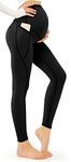 JOYSPELS Women's Maternity Leggings Over Bump with Pockets Soft Belly Support Yoga Pants Workout Pregnancy Gym Leggings UK Black L