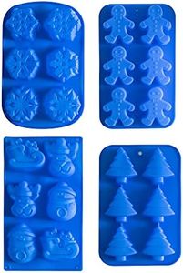 IHOMECOOKER 4PC Silicone Christmas Baking Mold Set Christmas Tree Snowflakes Snowman Cake Mold,bath bombs,Soap Mold Set