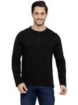 Aventura Outfitters Henley Full Sleeves T-Shirt for Men (AV205-XXL_Black)